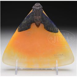 A. WALTER NANCY PATE DE VERRE MOTH TRAY.