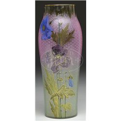 FLORAL DECORATED VASE.