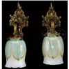 Image 1 : TWO SINGLE ART GLASS SHADE SCONCES.