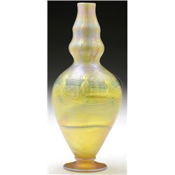 TIFFANY FAVRILE GOLD DECORATED VASE.
