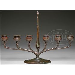 TIFFANY STUDIOS BRONZE CANDELABRA.