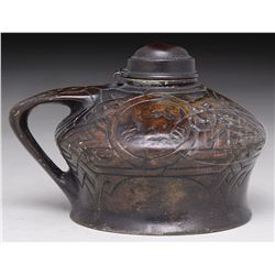 RARE TIFFANY STUDIOS BRONZE ZODIAC OIL LAMP.