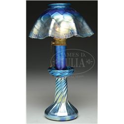 TIFFANY STUDIOS BLUE CANDLE LAMP.