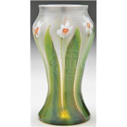 TIFFANY FLORAL PAPERWEIGHT VASE.