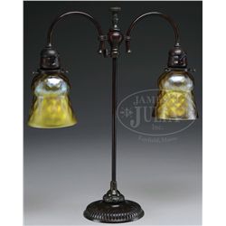 TIFFANY STUDIOS NEW YORK DOUBLE STUDENT LAMP.
