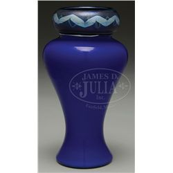 TIFFANY STUDIOS TEL EL AMARNA CASED BLUE GLASS VASE.