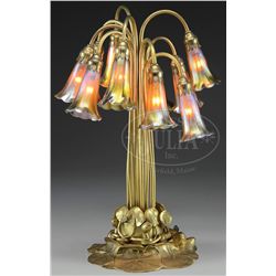 TIFFANY STUDIOS 10-LIGHT LILY LAMP.