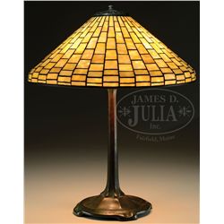 TIFFANY STUDIOS GEOMETRIC TABLE LAMP.