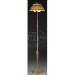 TIFFANY STUDIOS LINENFOLD FLOOR LAMP.