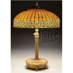 TIFFANY STUDIOS GREEK KEY TABLE LAMP.