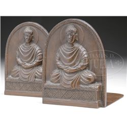 TIFFANY STUDIOS BRONZE BOOK ENDS.