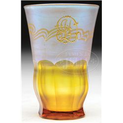 TIFFANY FAVRILE DECORATED SHOT GLASS.