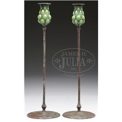 PAIR OF RETICULATED CANDLESTICKS.