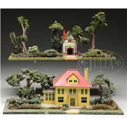 TWO LIONEL LANDSCAPED BUILDINGS.