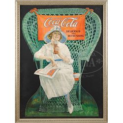 COCA-COLA 1920S WICKER CHAIR DISPLAY.