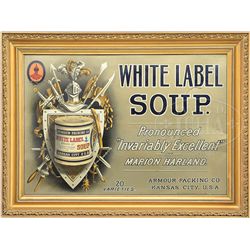 WHITE LABEL SOUP TIN SIGN.