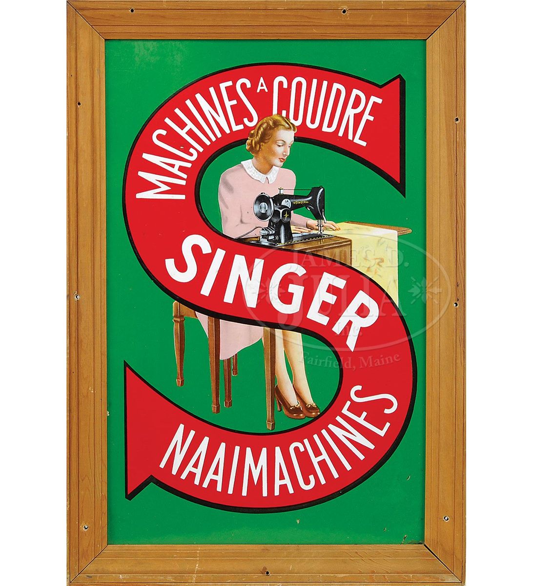 Singer Sewing Sign SINGER SEWING MACHINES PORCELAIN SIGN.