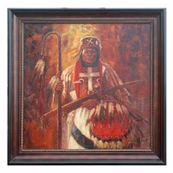  INDIAN WARRIOR  - ORIGINAL OIL ON CANVAS