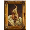 Image 1 : "MALE NUDE POSING" - ORIGINAL OIL ON CANVAS
