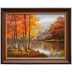 "AUTUMN LAKE" - ORIGINAL OIL ON CANVAS