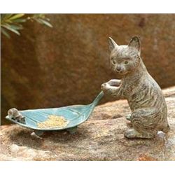 CAT AND LEAF BIRD FEEDER
