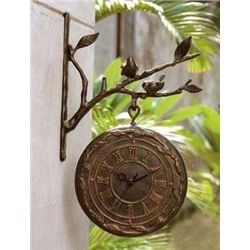 BIRD ON BRANCH CLOCK & THERMOMETER