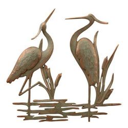 DOUBLE HERON GARDEN WALL PLAQUE