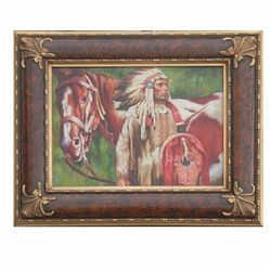 "CHIEF WITH HORSE" - ORIGINAL OIL ON CANVAS