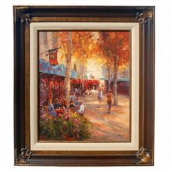 "STREET CAFE DINING" - ORIGINAL OIL ON CANVAS