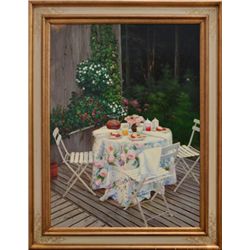 "PATIO BRUNCH" - ORIGINAL OIL ON CANVAS