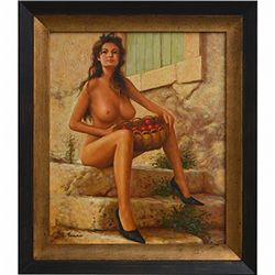 "NUDE ON STEPS" - ORIGINAL OIL ON CANVAS