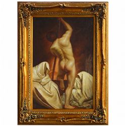 "MALE NUDE POSING" - ORIGINAL OIL ON CANVAS