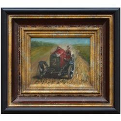 "RED TRACTOR" - ORIGINAL OIL ON CANVAS