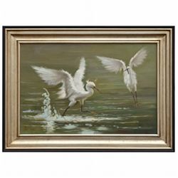 "WHITE HERONS" - ORIGINAL OIL ON CANVAS