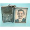 Image 1 : A Continental white metal miniature case containing a portrait of a gentleman £80-120...