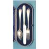Image 1 : A Victorian 3 piece silver knife, fork and spoon christening set in leather case £100-150...