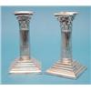 Image 1 : A pair of late Victorian silver Corinthian column candlesticks, makers Mappin & Webb, Sheffield 1...