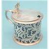Image 1 : A William IV pierced silver drum mustard with blue glass liner, maker Robert Hennell 1837 £150-20...