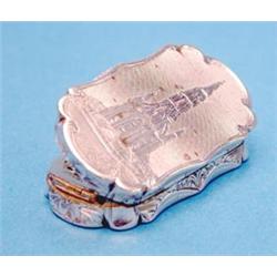 A Victorian silver vinaigrette of serpentine rectangular form engraved with a view of The Scott M...