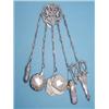 Image 1 : A late Victorian silver chatelaine fitted with pencil, pin cushion, note case, needlecase and sci...