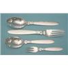 Image 1 : A set of 9 Georg Jensen sterling tableforks with stylised foliate stems, 7 matching dessert spoon...