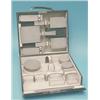 Image 1 : A Mappin & Webb black leather vanity case, fitted with 11 silver mounted dressing accessories £10...