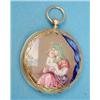 Image 1 : A French gold full hunter pocket watch, the case enamelled with pictures of the Madonna and Child...