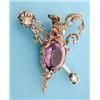 Image 1 : A late 19th century gold and silver brooch designed as a ewer and baton, polychrome enamelled and...