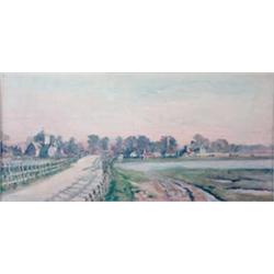 Wilfred William Ball (1853-1917) watercolour, 'Shoreham, Sussex', old bridge and St Nicolas Churc...