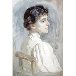 Cecil Ross Burnett (1872-1933) watercolour, Portrait of a lady, signed, 10.75ins x 7.25ins £70-10...