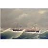 Image 1 : John F. Loos (19th century) Belgium, oil on canvas, barquentine in stormy seas, lightning overhea...