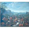 Image 1 : Circle of Barend Van Kalraet (1649-1737), Dutch, oil on wooden panel, Battle between the Turks an...