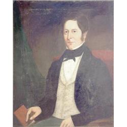 Victorian School, oil on canvas, Half length portrait of a gentleman holding a book, 30ins x 24in...