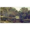 Image 1 : Adam Barland (fl.1843-1875) oil on canvas, Figures and cattle beside a river, signed and dated 18...
